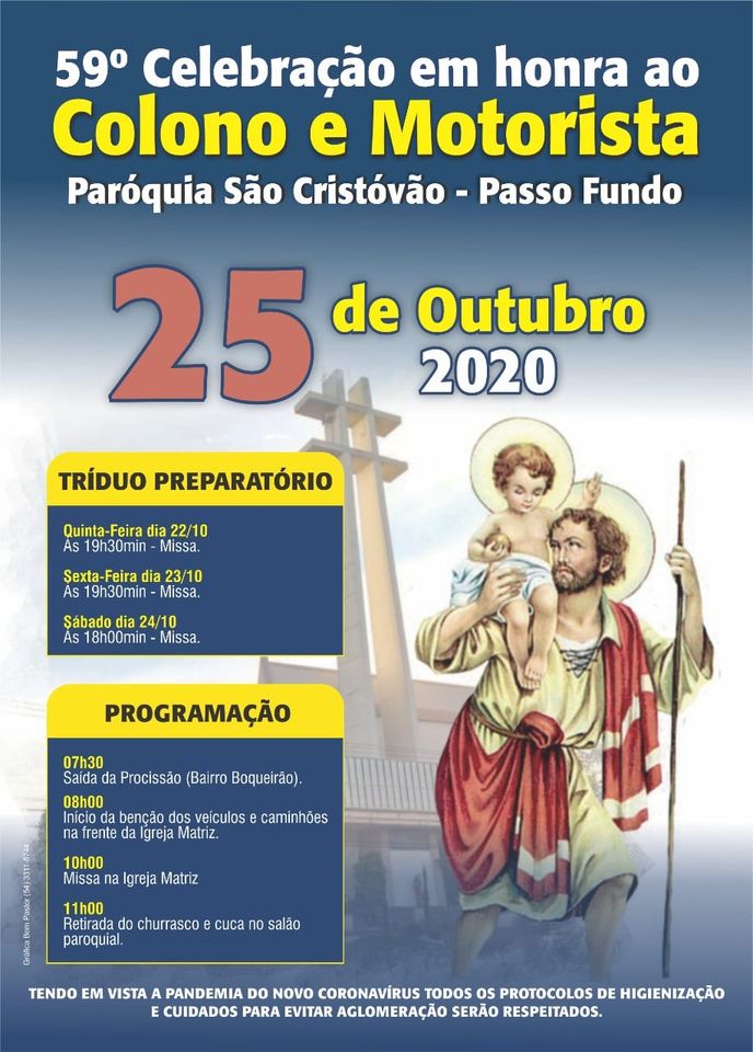 Celebração em Honra ao Colono e Motorista acontecerá no dia 25