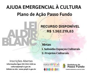 Passo Fundo abre editais para destinar recursos da Lei Federal Aldir Blanc