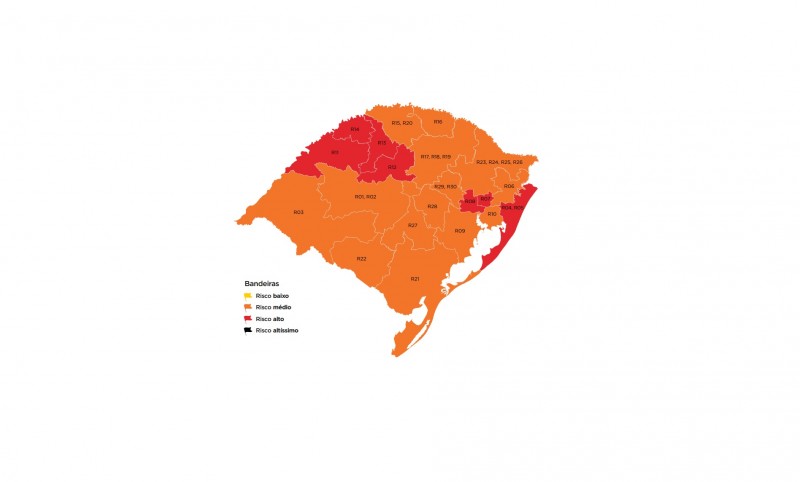 Estado acata recurso e região de Passo Fundo segue na bandeira laranja a imagem mostra o mapa do RS
