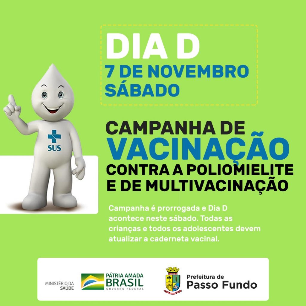 Dia D vacinação contra a pólio acontece neste sábado em Passo Fundo