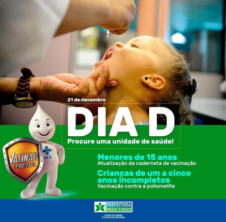 Campanha da Pólio e da Multivacinação encerram hoje com Dia D em Passo Fundo