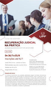Curso de extensão na UPF detalha novidades sobre lei de recuperação judicial