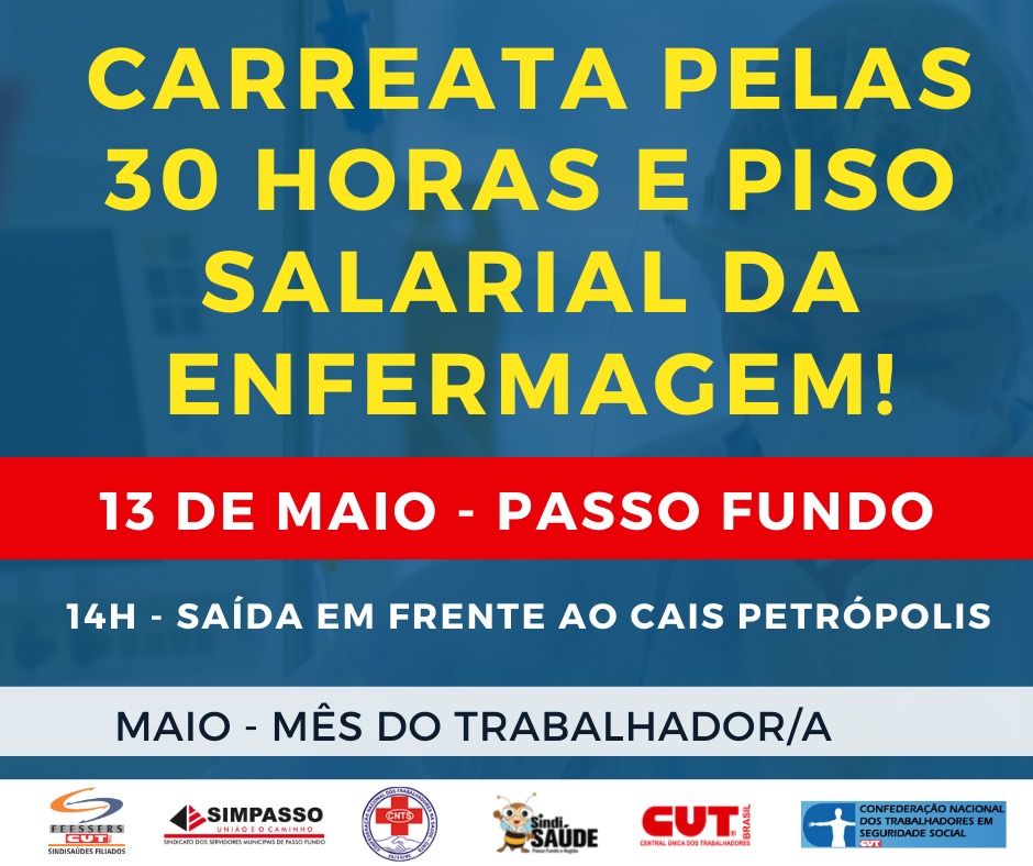 SindiSaúde e Simpasso realizam carreata nesta quinta-feira em Passo Fundo