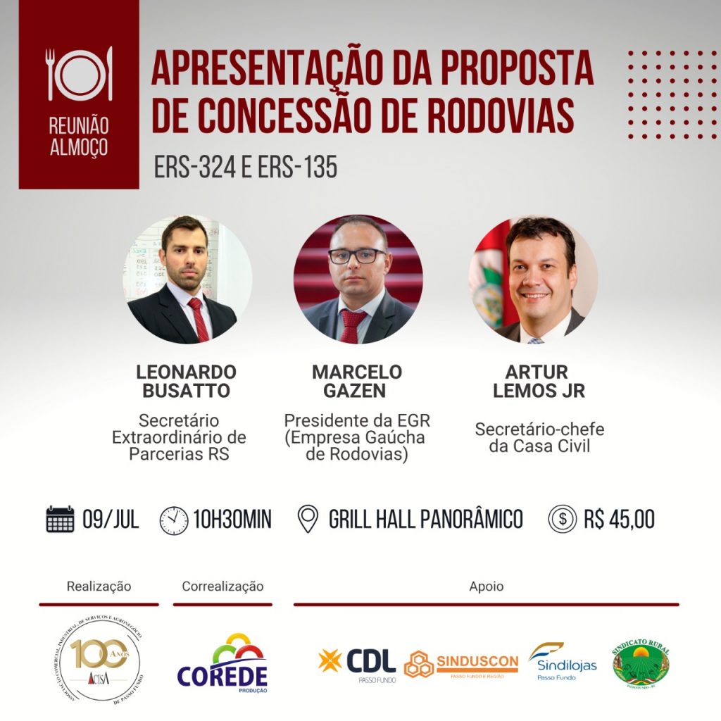 Acisa promove reunião almoço para discutir a concessão de rodovias na região