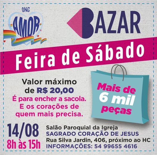 Bazar da ONG Amor acontece neste sábado em Passo Fundo
