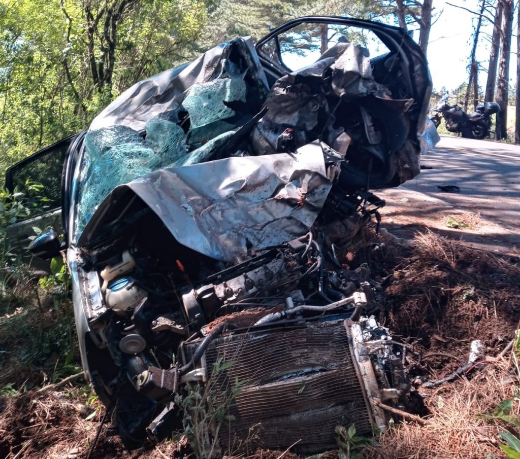 Condutor morre ao colidir carro em árvore entre Lagoa Vermelha e Sananduva