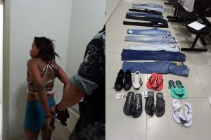 Mulher é presa pela BM após arrombar e furtar loja de roupas na Vila Rodrigues em PF
