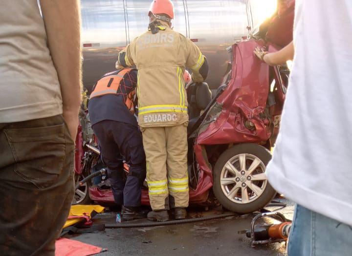 Acidente envolve quatro veículos e deixa três feridos na ERS-135 em Getúlio Vargas