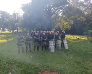 BM realiza treinamento para prevenir conflitos durante passagem de Bolsonaro em Passo Fundo