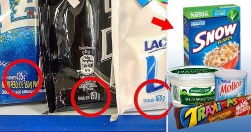 Embalagens de produtos estão ficando menores, no entanto o preço não muda ou até aumenta